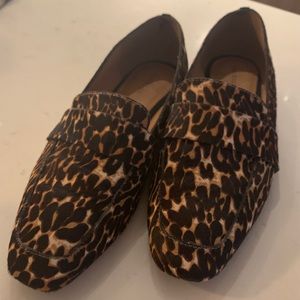 Halogen Calf Hair Leopard Print Loafers